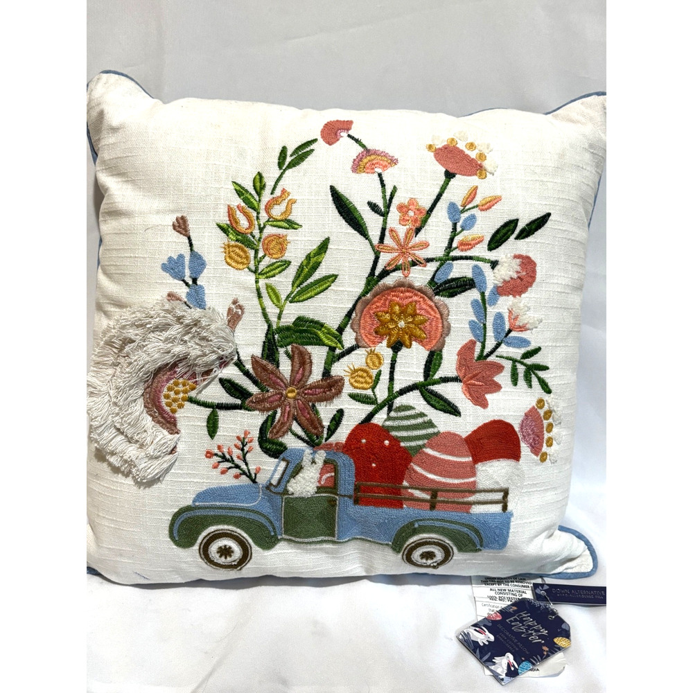 New Nordstrom Happy Easter‎ Down Alternative 20"X20" Embroidered Pillow Decor